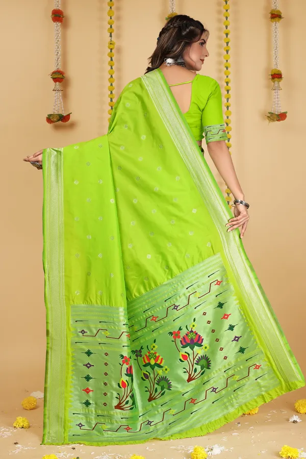 PEROT_GREEN_PURE_SILK_PAITHANI_SAREE